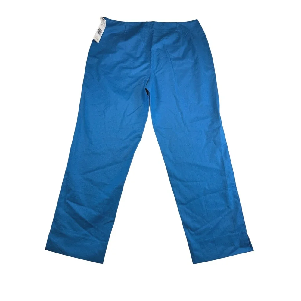 Lafayette 148 New York Blue Stretch‎ Cotton Side Zip Trousers Pants Size 10 NEW